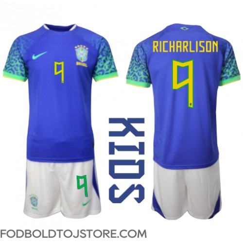 Brasilien Richarlison #9 Udebanesæt Børn VM 2022 Kortærmet (+ Korte bukser)